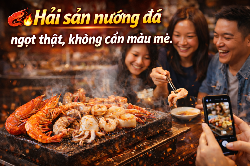 Hải sản Nướng Đá — Ngọt Tự Nhiên, không cần màu mè .
