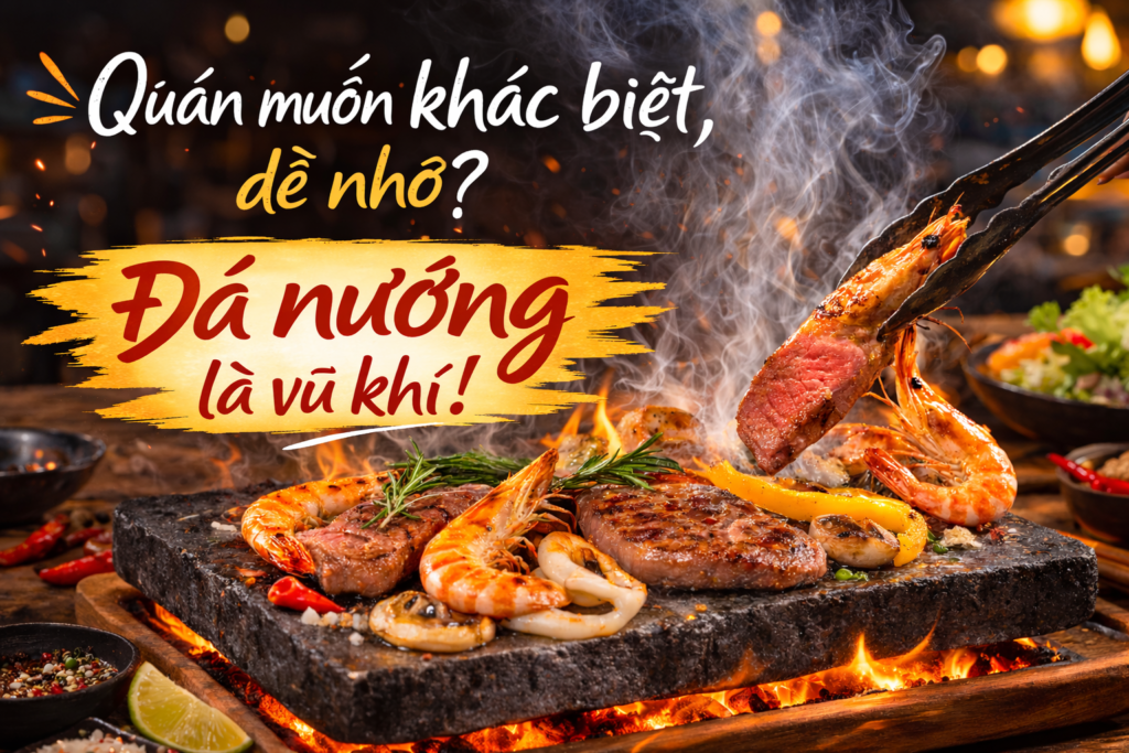 Quán muốn Khác Biệt, dễ nhớ? Đá Nướng là Vũ Khí!